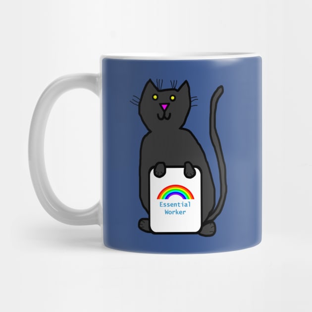 Cute Cat Essential Worker Rainbow by ellenhenryart